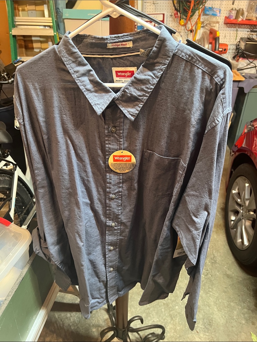 Wrangler Men's Casual Button-Down Shirt in Slate Blue